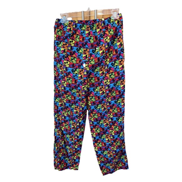 Disney Parks Authentic Mickey Mouse Pants Colorful S Elastic Waist Cotton Pocket - Picture 6 of 9